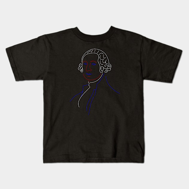 Line Art George Washington Kids T-Shirt by Aeriskate